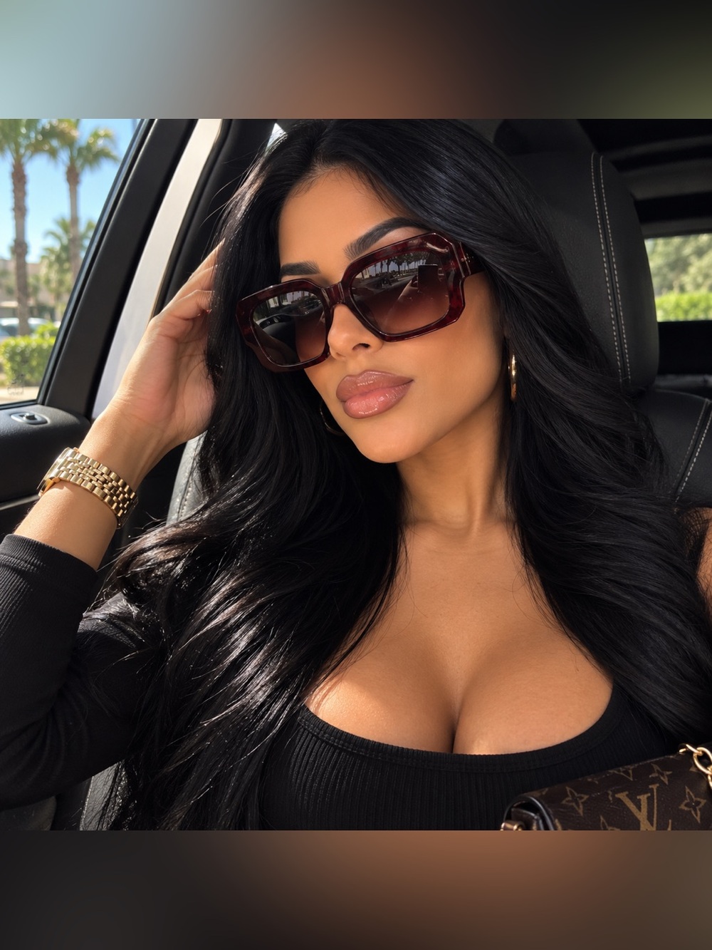 Oversized Square Gradient Sunglasses - Brown